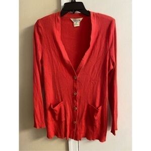 Misook Vibrant Red Cardigan Sweater XL